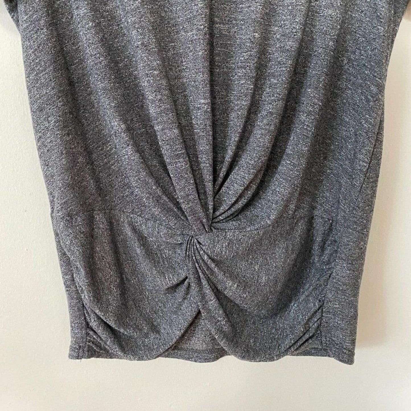 Michael Stars Short Sleeve Gray Knotted Front Round Neck T-shirt Oversized XS