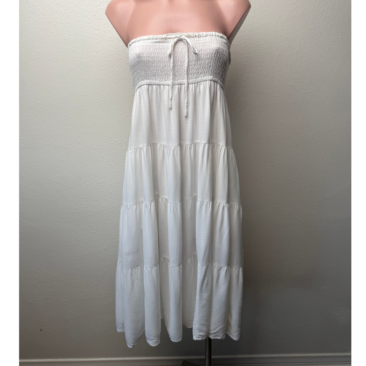 HAEOF White Smocked Convertible Midi Dress Maxi Skirt Women's US S