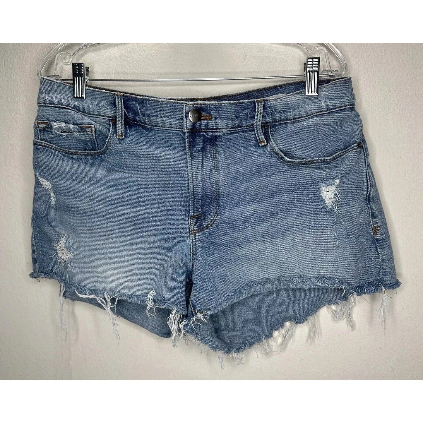 Frame Kerouc Le Cutoff Distressed Raw Hem Denim Jean Shorts 31