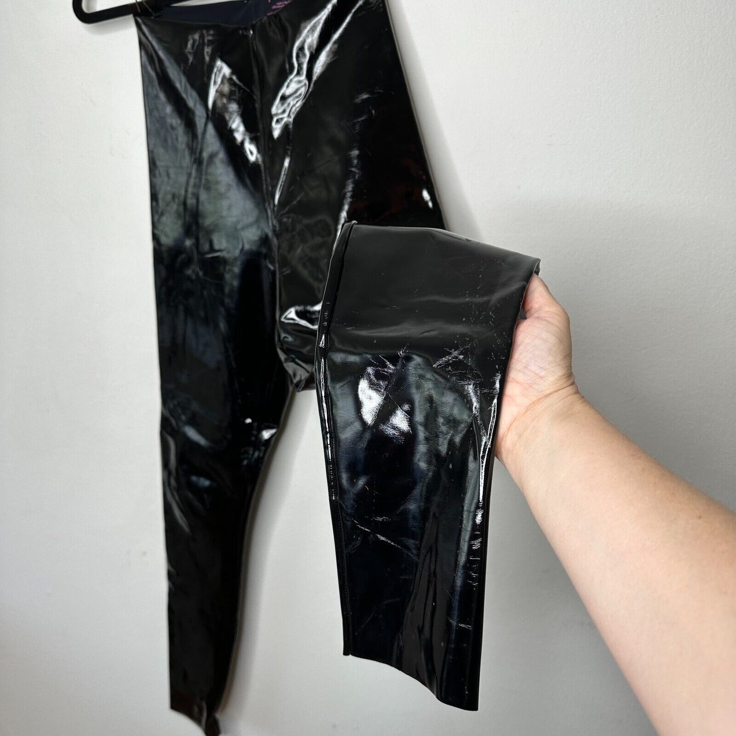 Commando Black Shiny Crackle Faux-Patent Legging High Shine High Rise Stretch SM