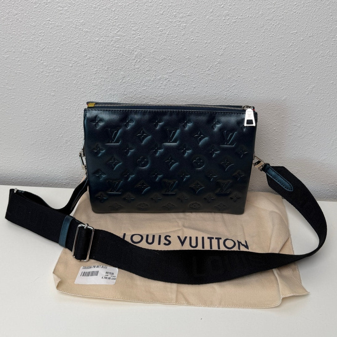 Louis Vuitton Coussin PM Metallic Blue Lambskin Crossbody Bag M21535