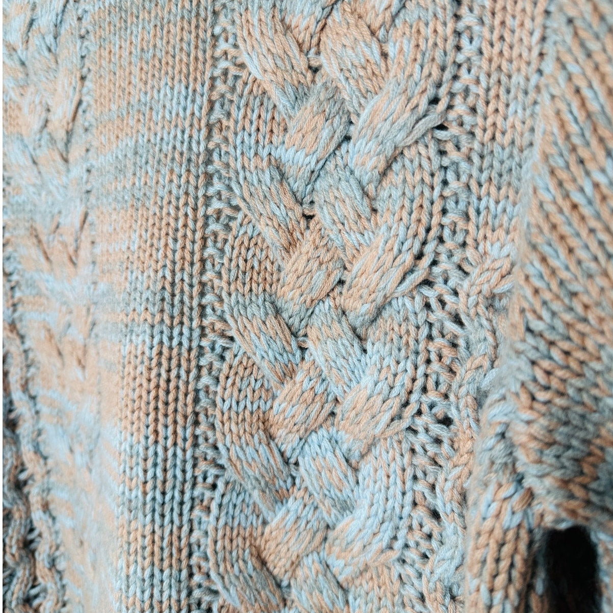Gabriela Hearst Aguirre Blue Peach Cable Knit Cashmere Cardigan Sweater Large