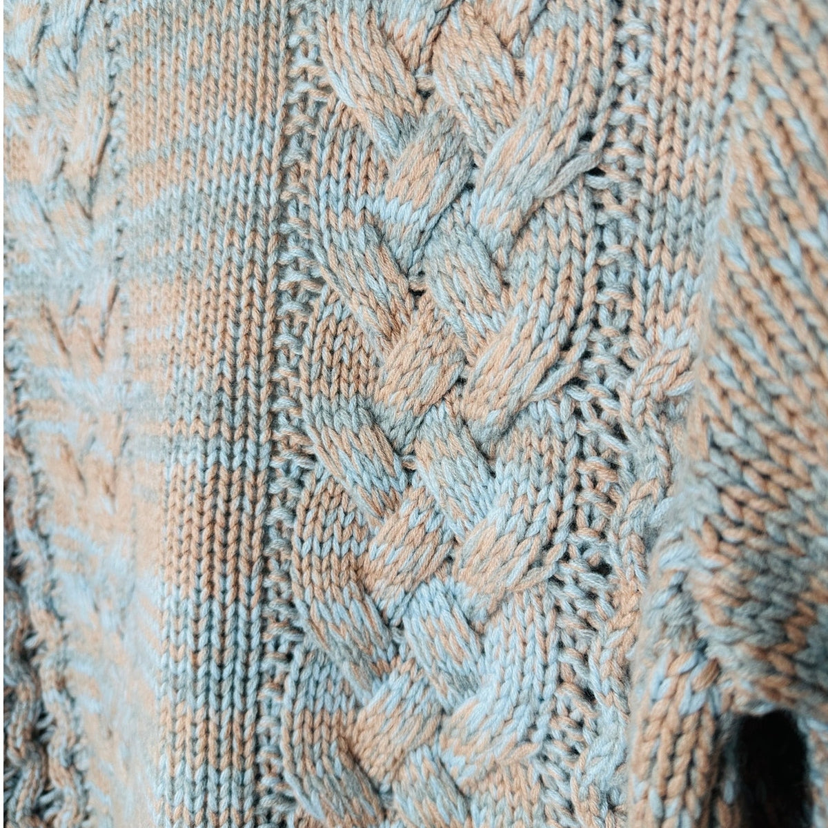 Gabriela Hearst Aguirre Blue Peach Cable Knit Cashmere Cardigan Sweater Large