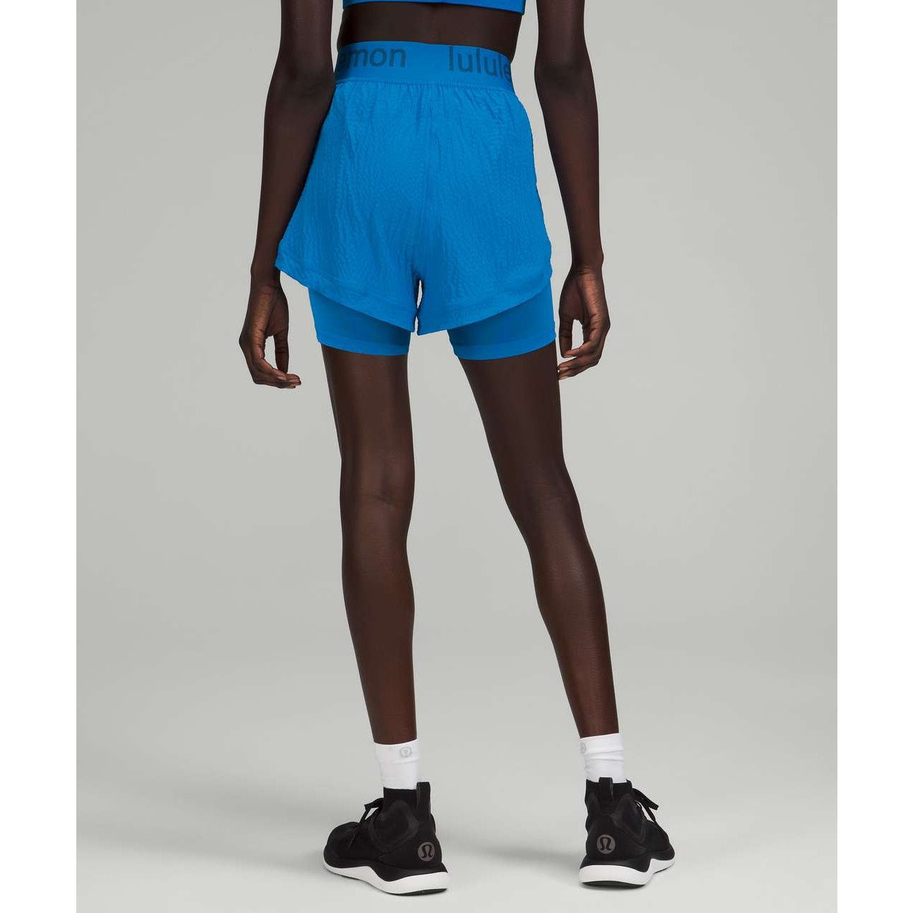 Lululemon Blue Crinkle High Rise Shorts Size 4 Women's Lined Athletic