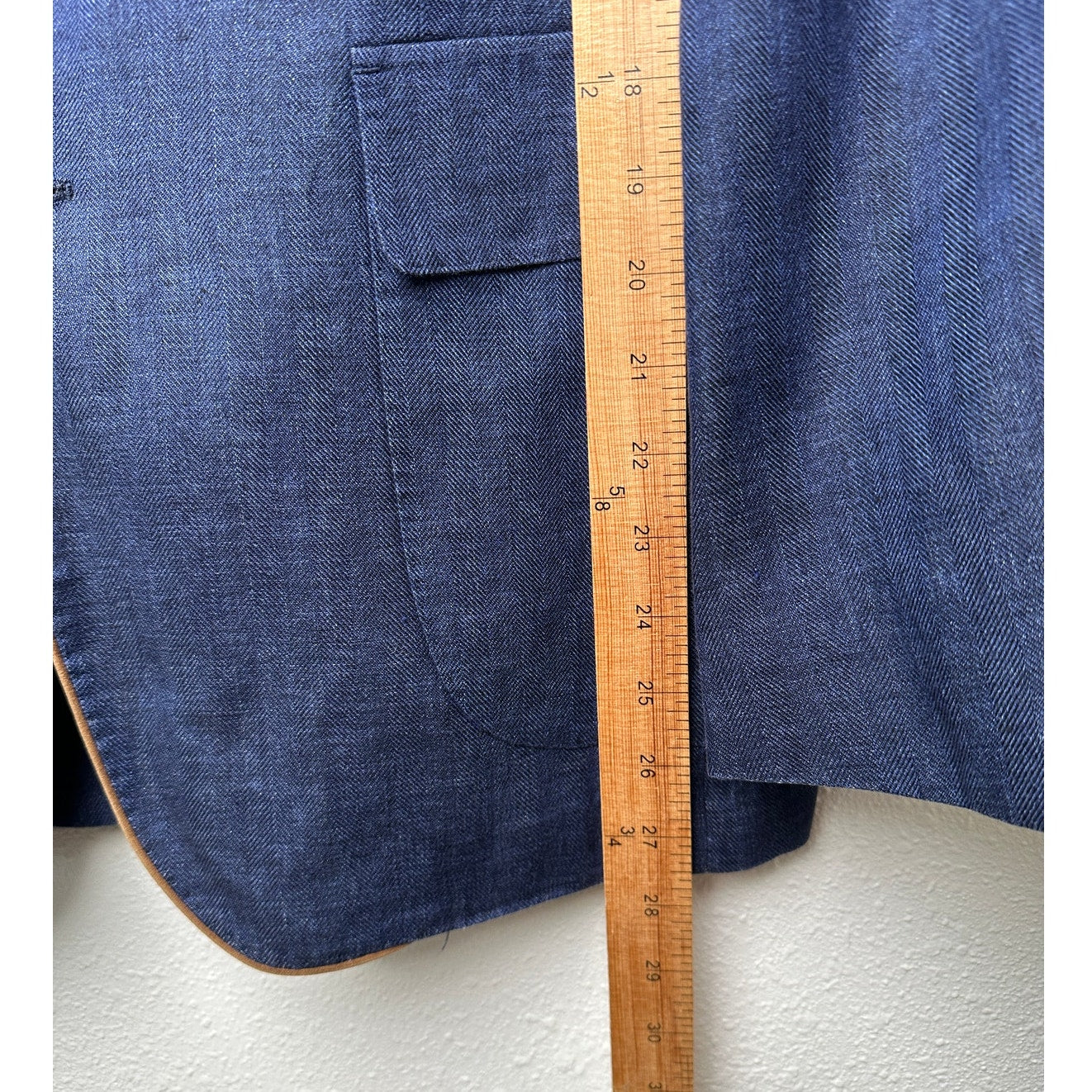 Windsor Men’s Stand-Collar Blue Blazer US 34 (EU 44) Suede Trim