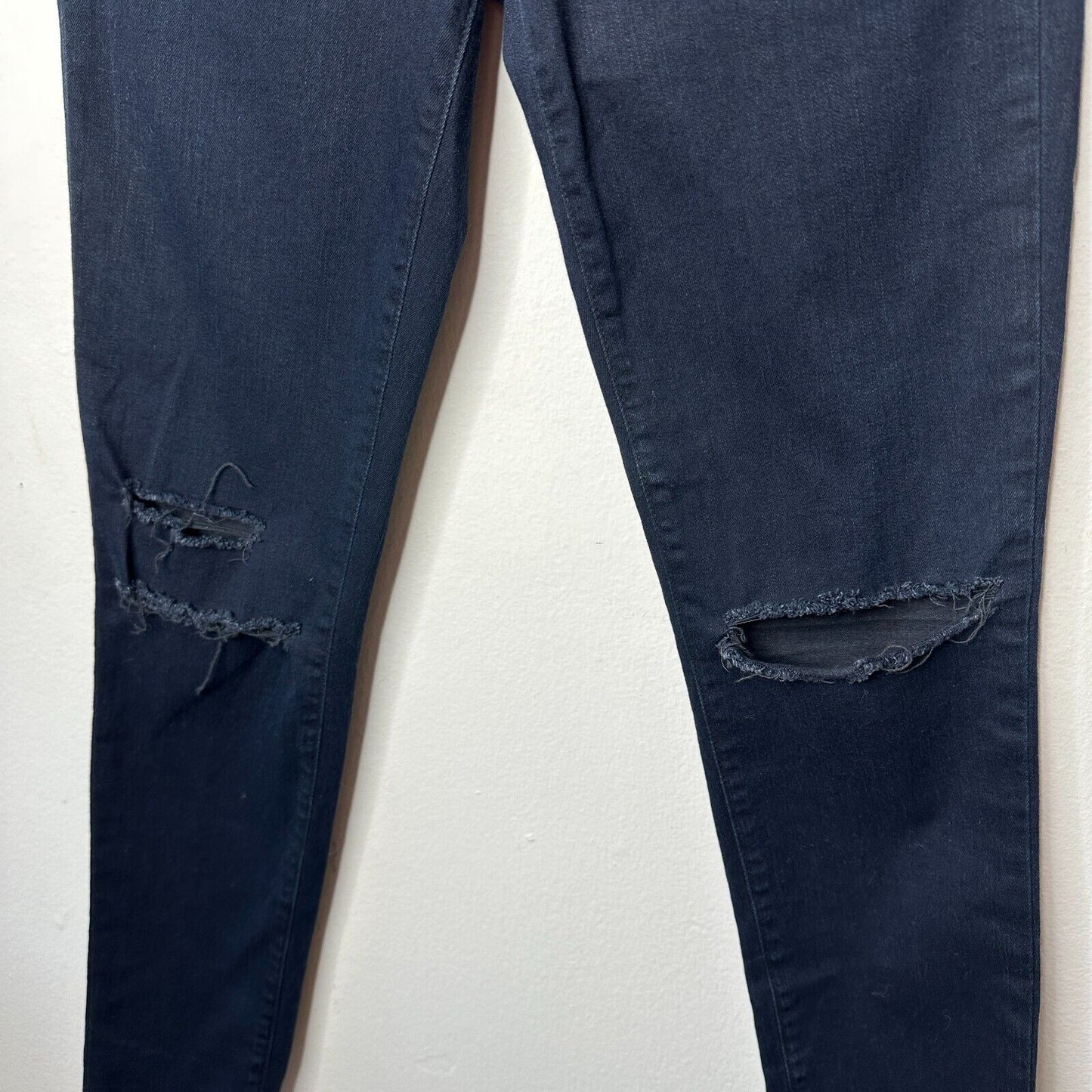 J Brand Crop Raw Hem Mid Rise Super Skinny Dark Blue Mercy Distressed Jeans 27