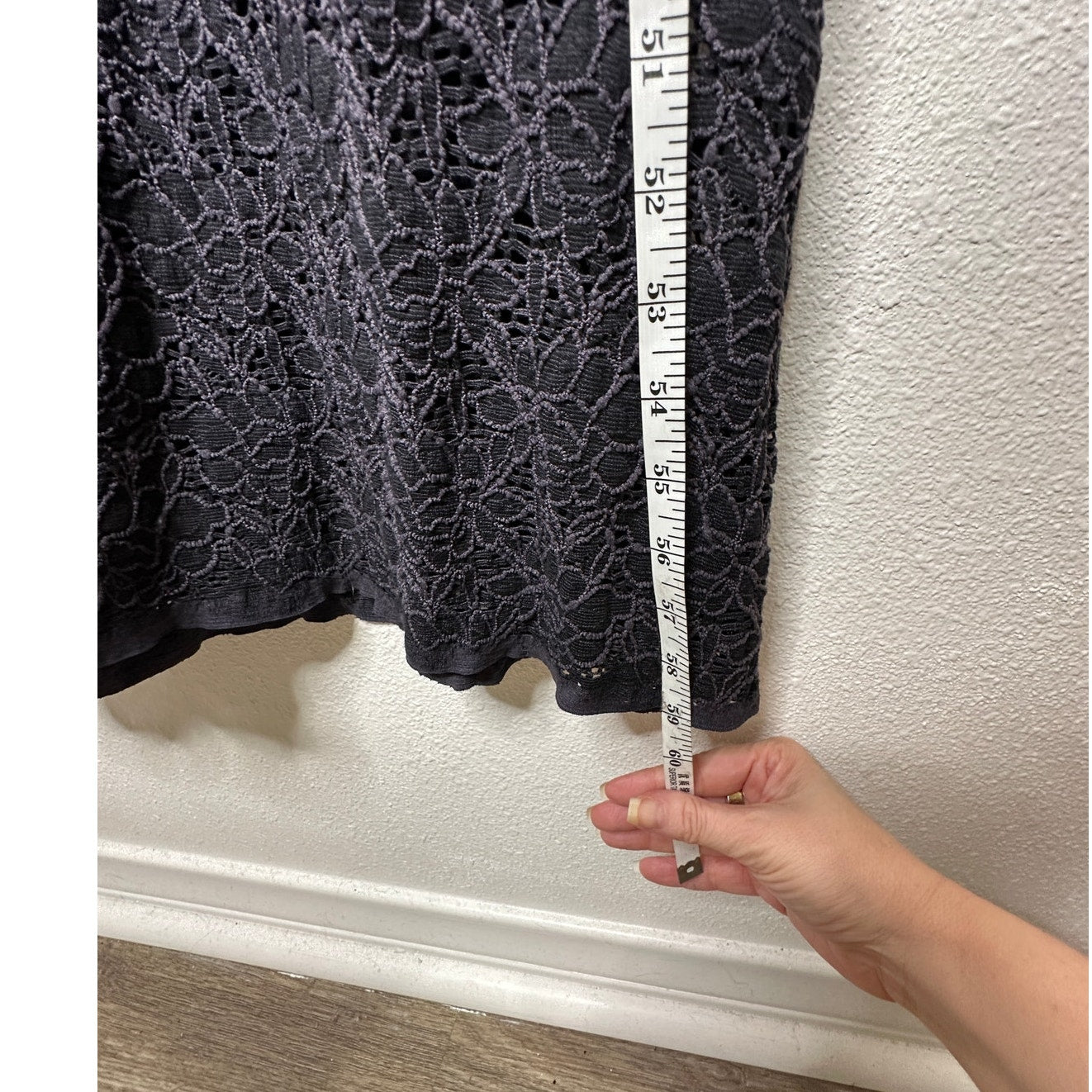 Milo Black & Deep Purple Lace Floral Crochet VNeck Strappy Maxi Dress P