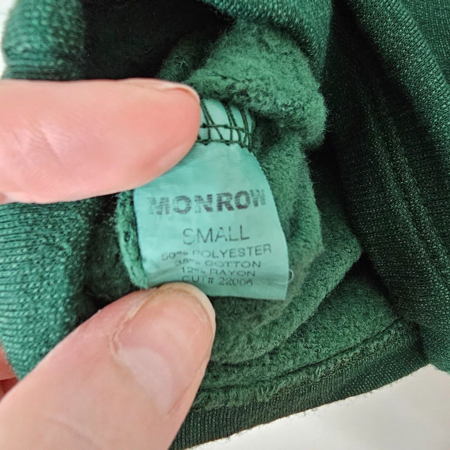 NWOT Monrow Green Faux Wrap Long Sleeve JAYNE.LA Graphic Crop Sweater Small