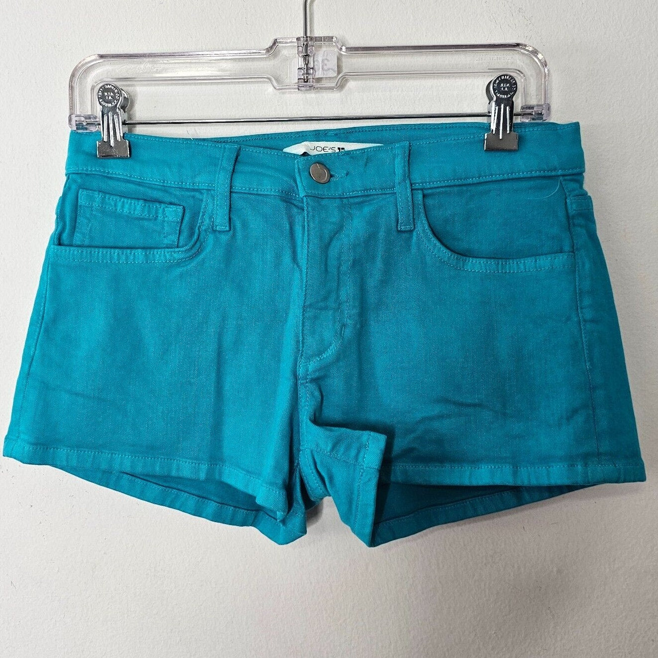 Joe’s Teal Denim 5-Pocket Jean Stretch Short Shorts 29 Cotton Polyester Lycra 29