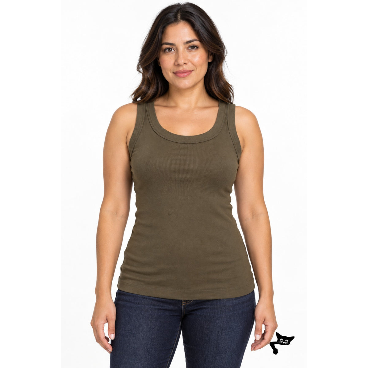 Michael Stars Olive Ribbed Cotton Tank Women OS