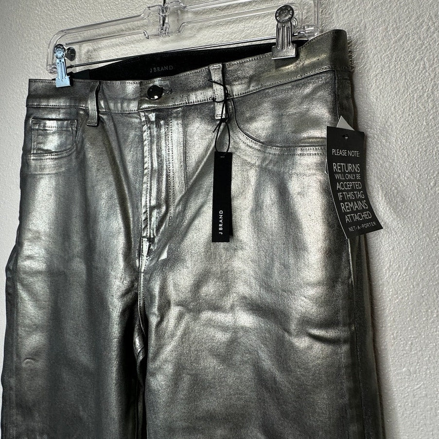 NWT J Brand Galactic Silver Ruby High Rise Crop Cigarette Jeans 32 / 14