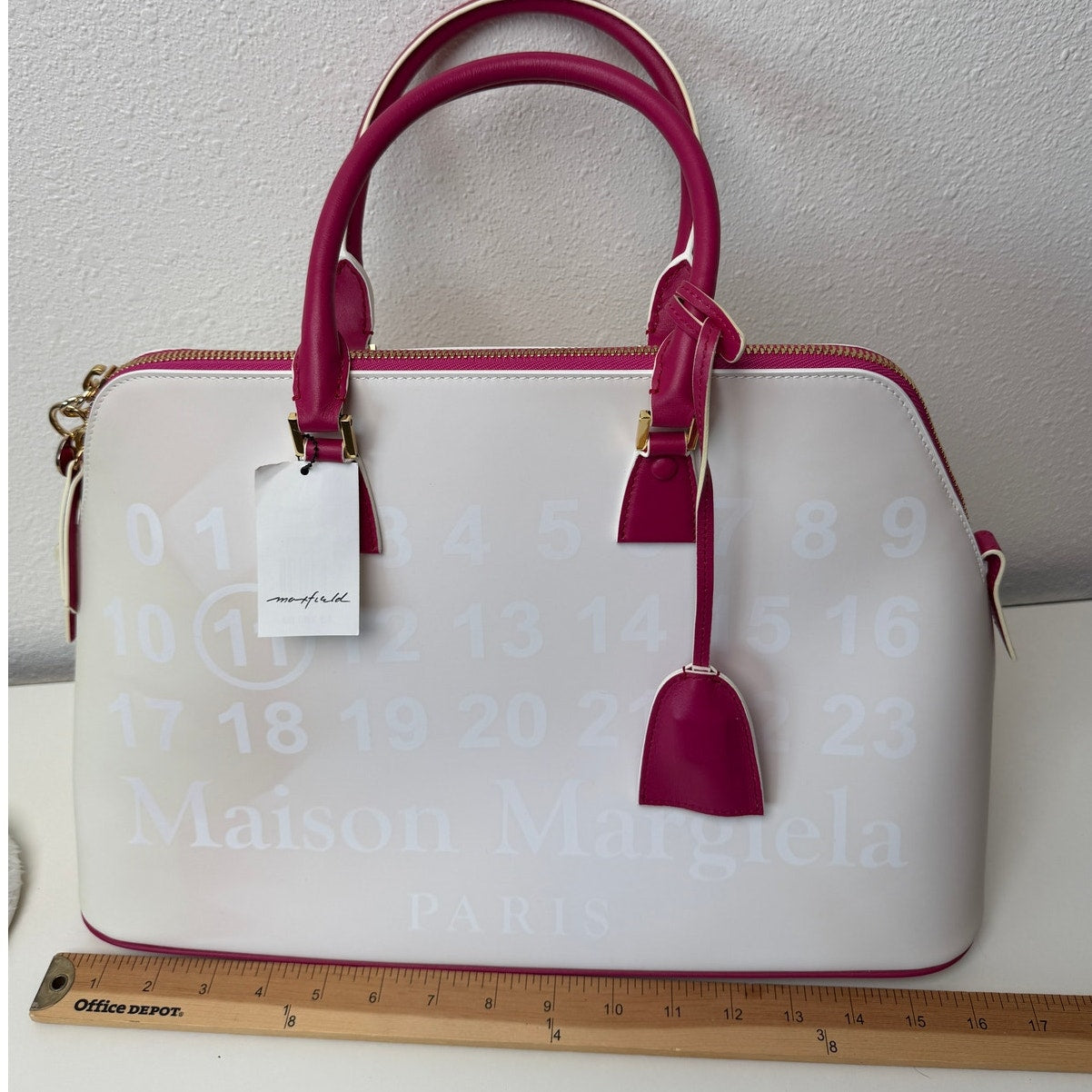 NWT Maison Margiela 5AC Large Bi-Color White Pink UVA Leather Bag