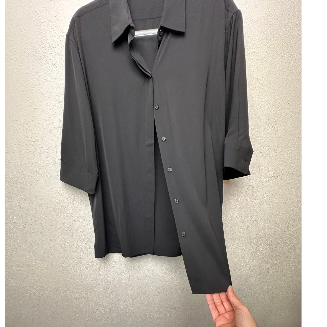 The Row Elada Wool-Blend Shirt Black Women’s US 10 3/4 Sleeve