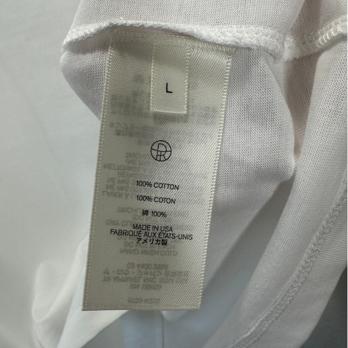 NWT The Row White Chiara Pima Cotton Crewneck Back Seam T-Shirt L
