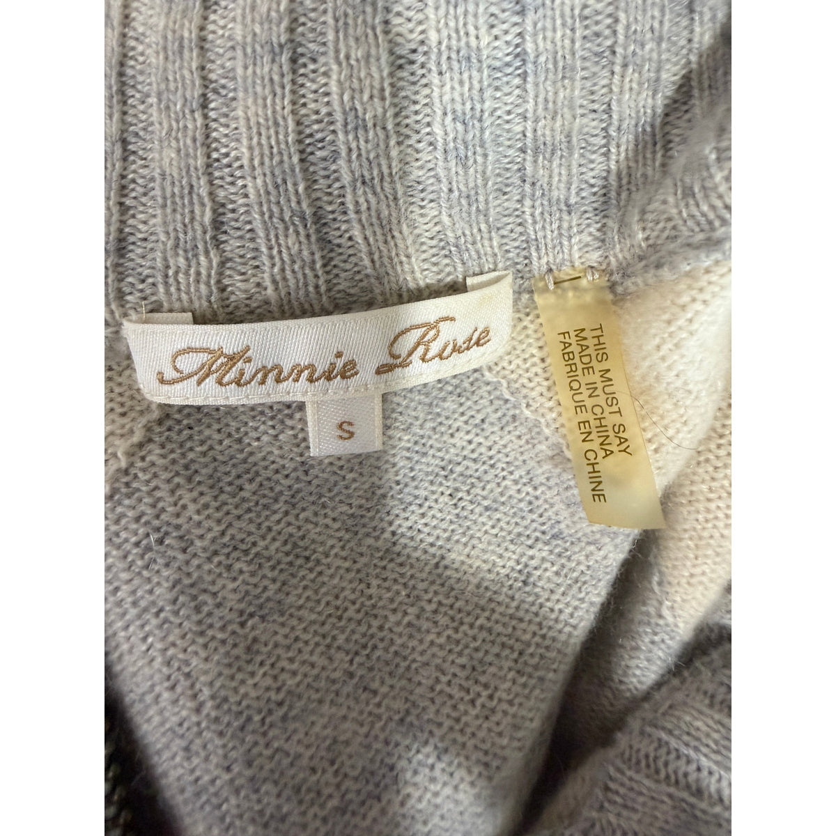 Minnie Rose Gray Ivory Cashmere Zip Cardigan Women S
