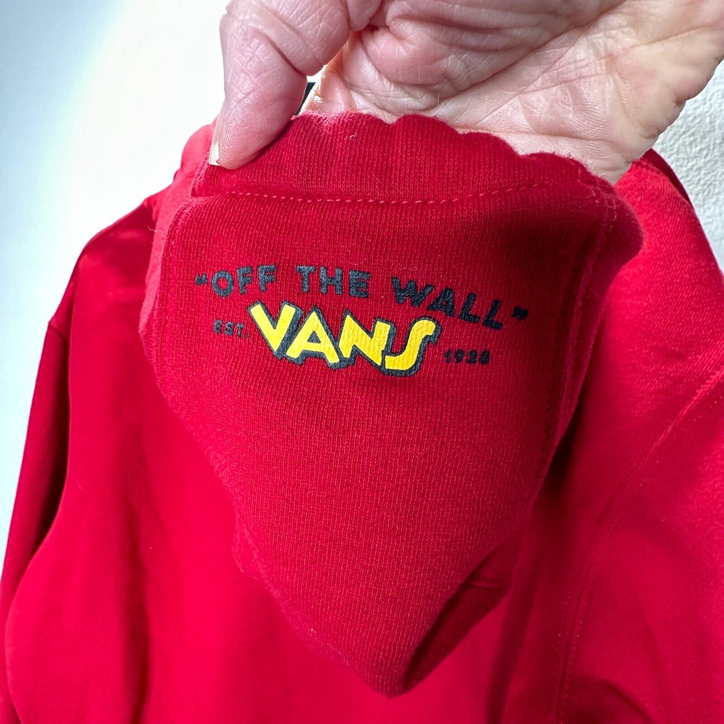 Disney X Vans Red Mickeys 90 Anniversary Front Pocket Pullover Fleece Hoodie M