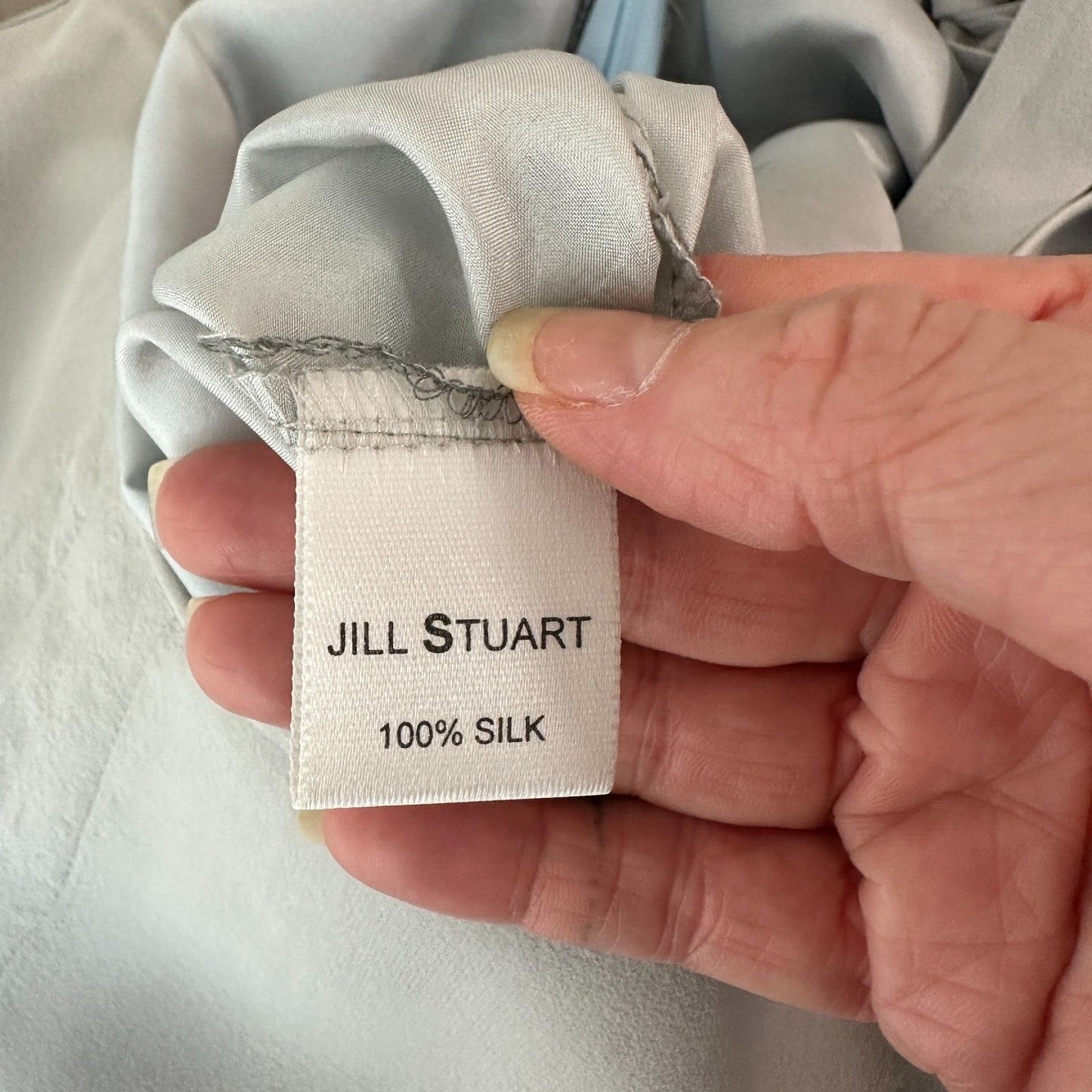 Jill Stuart 100% Silk Gray Navy Ombre Sleeveless Sheer Dress VNeck Side Zip 2