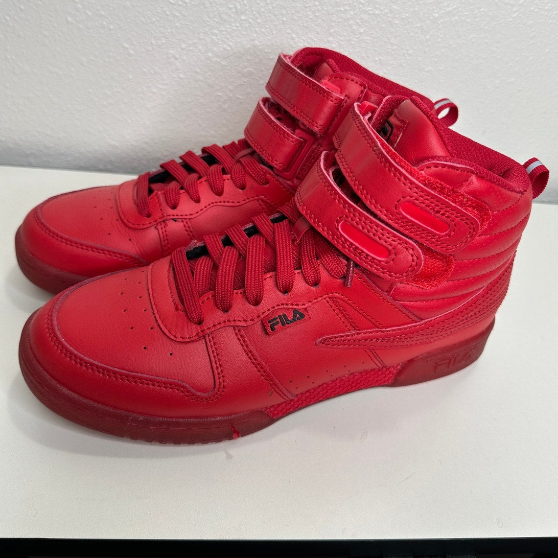 Fila Red Monochromatic F-14 High Top Casual Sneaker Shoe 8