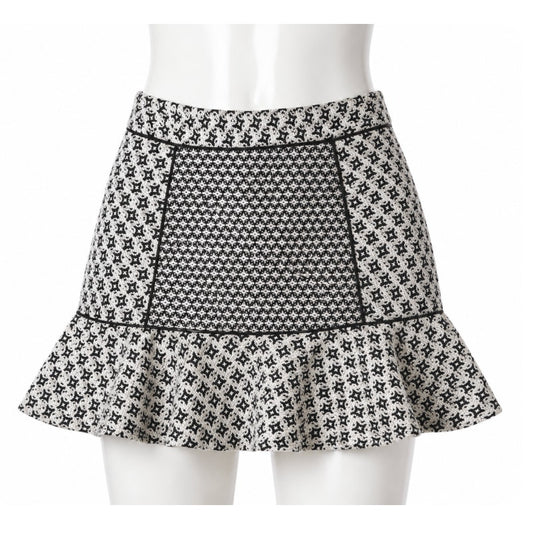 Ann Taylor Loft Black and White Geometric Ruffle Flair Peplum Mini Skirt 00P