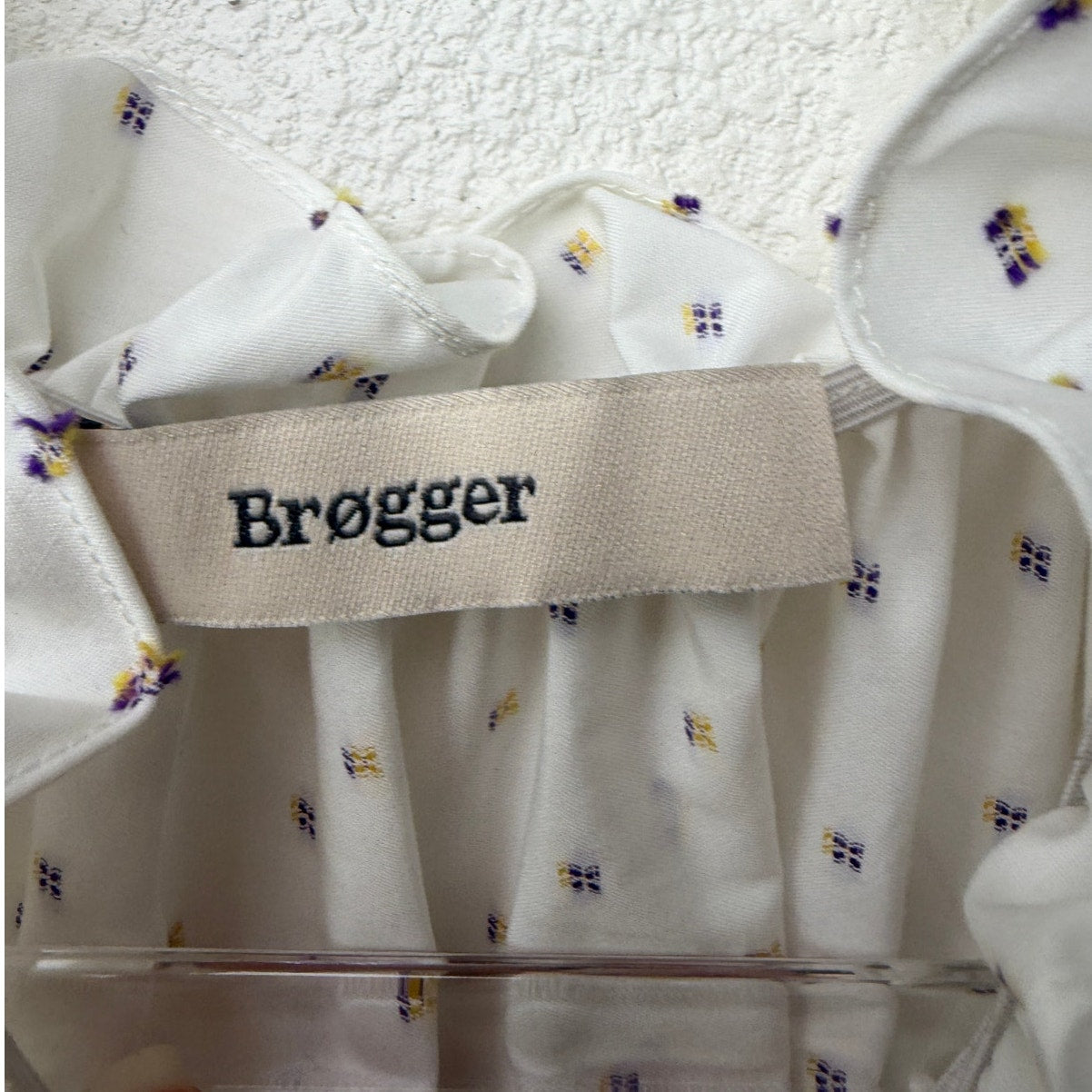 Brøgger Blouse White Ruffle Dobby Sleeveless Women US XS