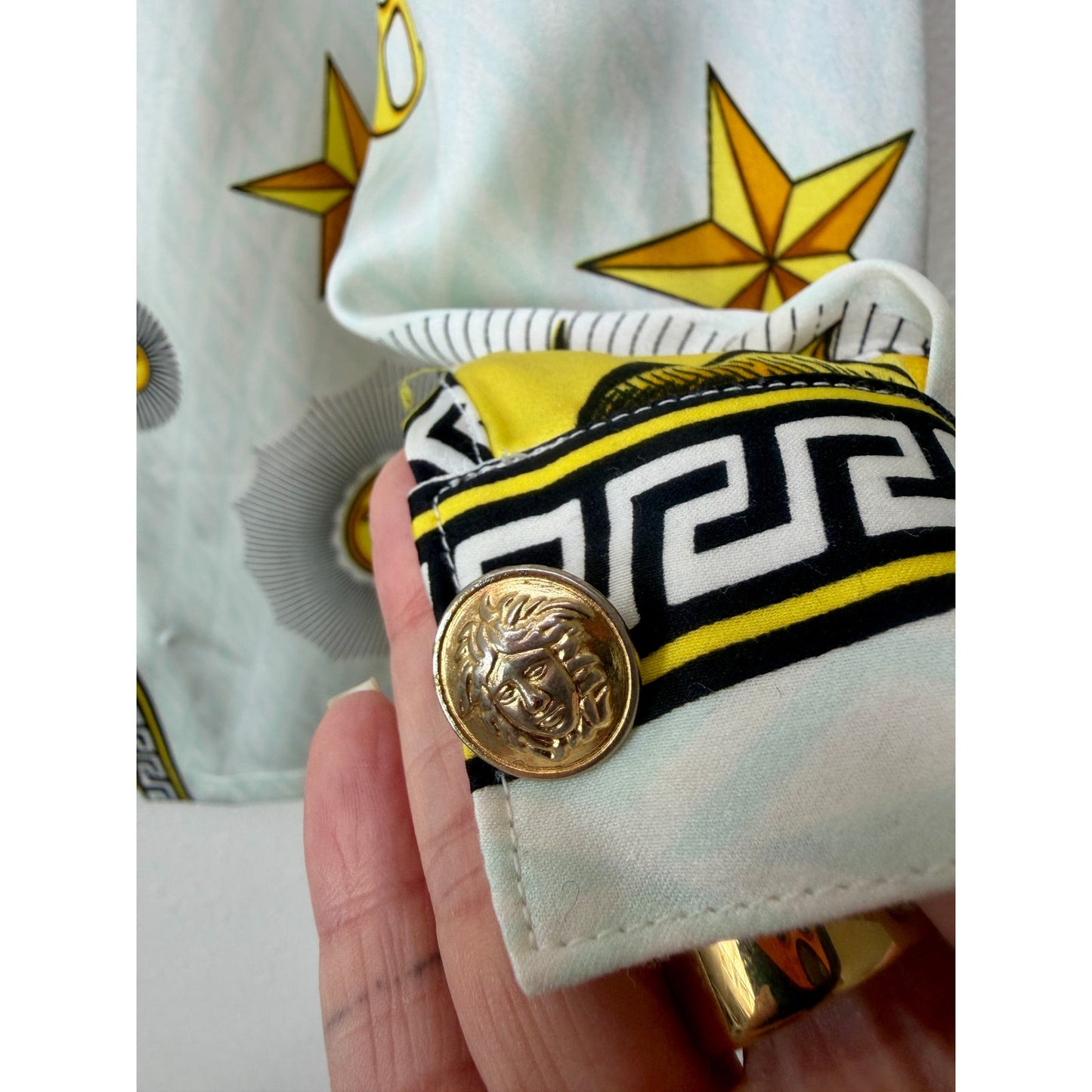 Gianni Versace Men's L White Celestial Silk Shirt