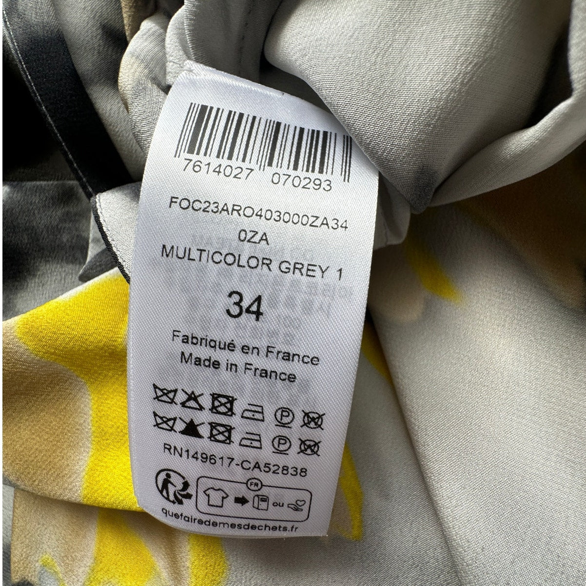 Chloe Silk Slip Maxi Dress Black Gray Yellow MultiColor Tie Dye abstract sz 2