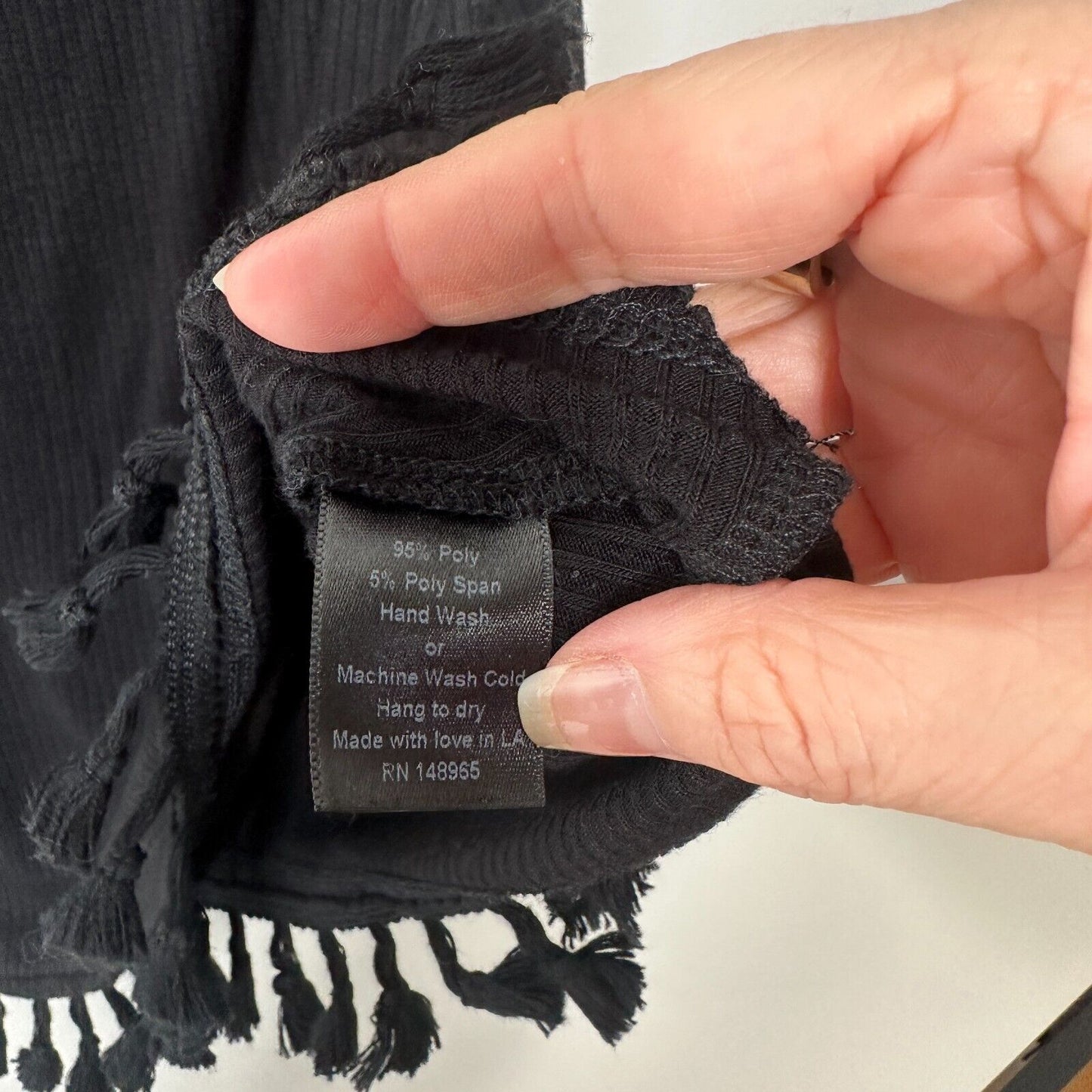 Revolve EastNWest Black Cabo Ribbed Tassel Hem Detail Off-Shoulder Mini Small