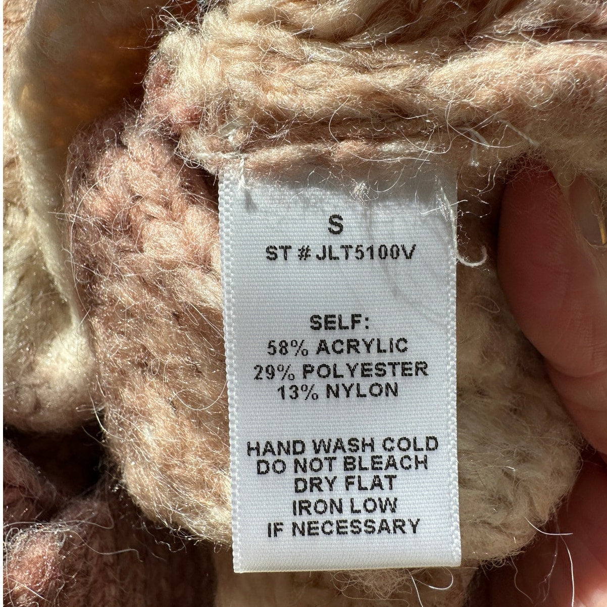 a. peach Cream Peach & Muted Red Striped Turtleneck Crop Sweater S