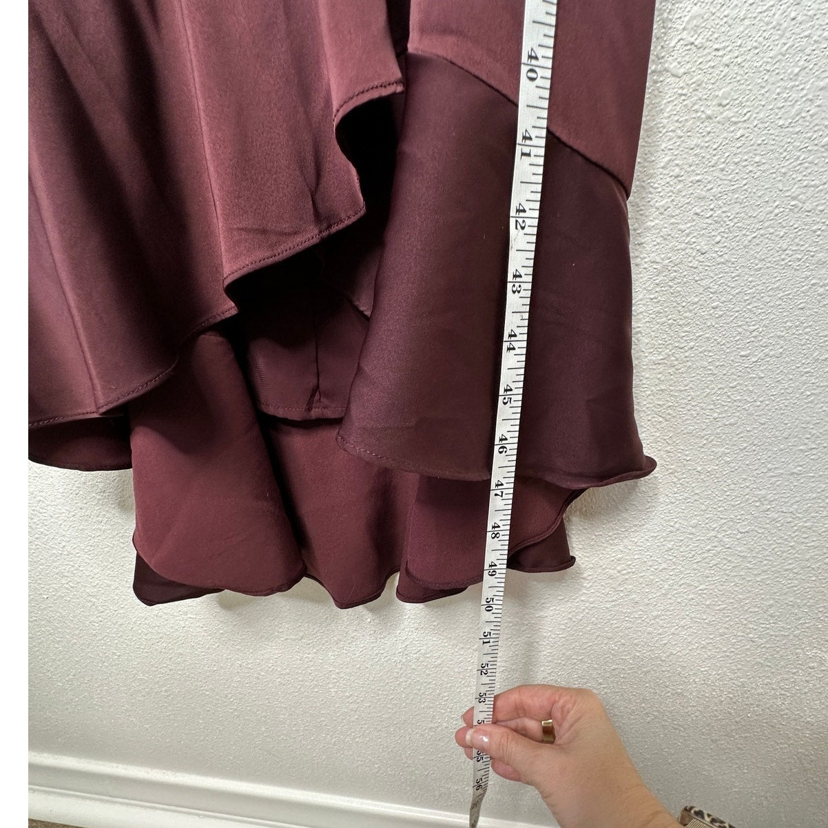 Chelsea28 Burgundy Maroon Flutter Sleeve Ruffle V-Neck Wrap Dress S