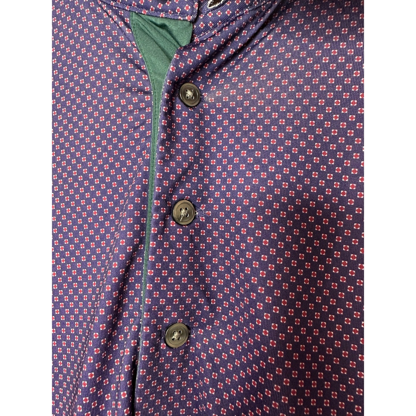 Greyson Purple & Red Square Polka Dot Design Golf Shirt L