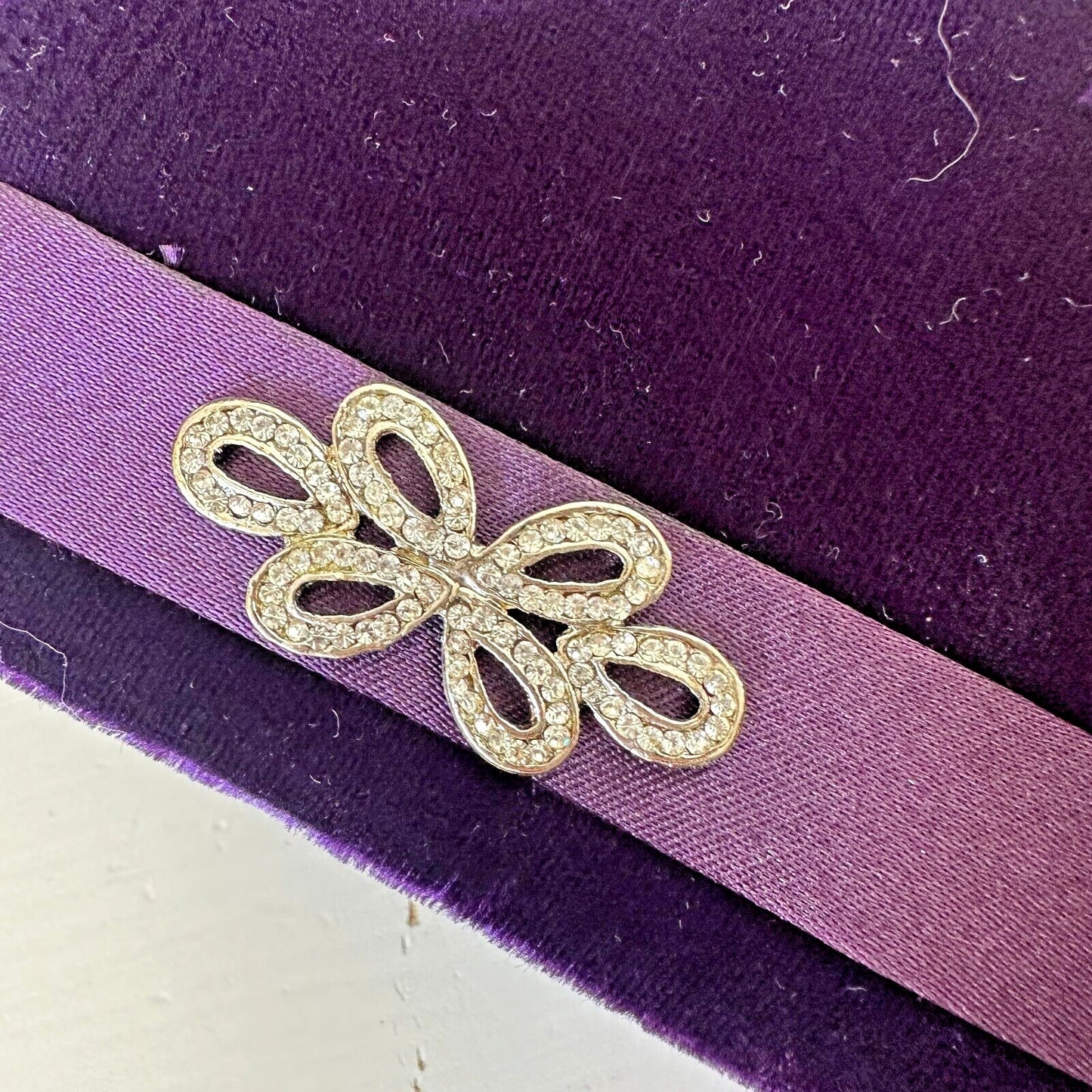 Savannah Purple Velour Clutch Rhinestone Embellished Hidden Rope Strap Clutch