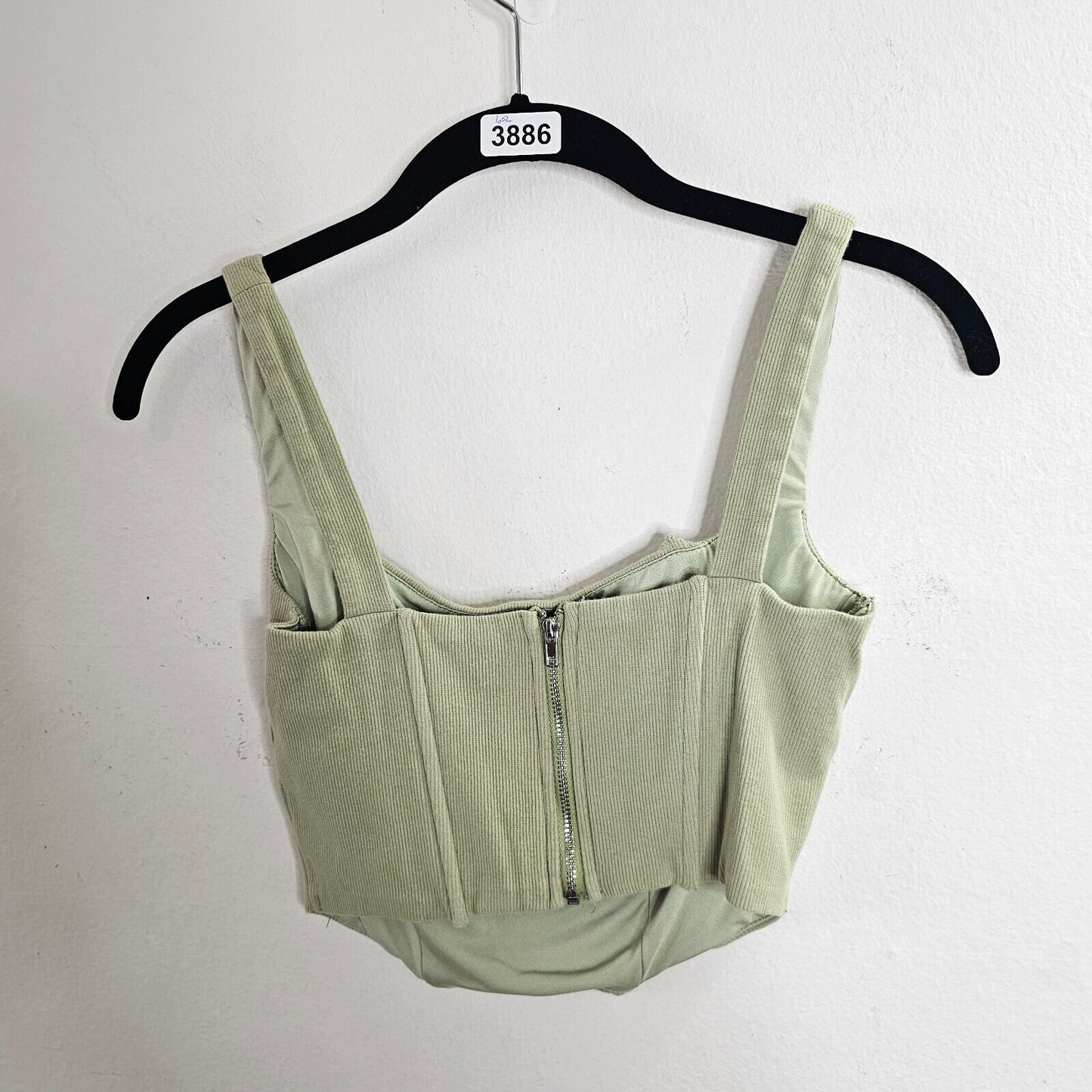 Beige Botany Ultra Soft Structured Mint Green Square Neck Corset Crop Top Small