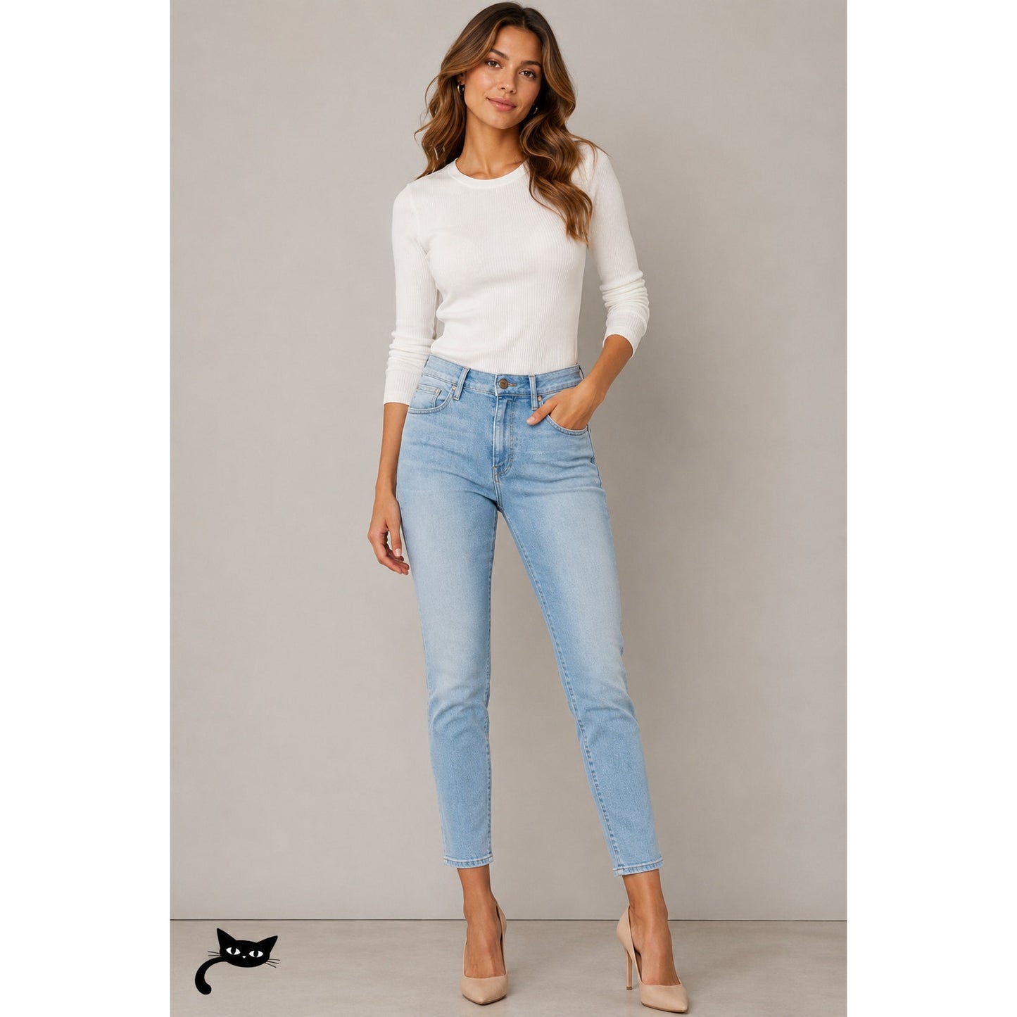 Frame Light Wash Ali High-Rise Cigarette Denim Jeans 28