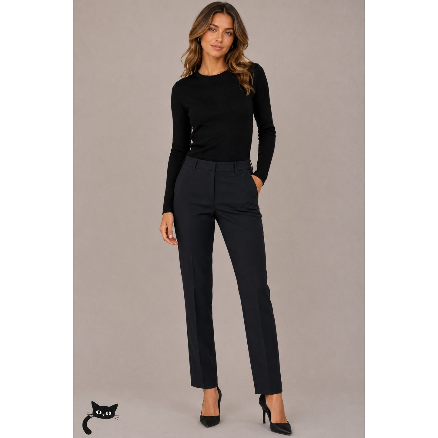 Theory Black Testra 2B Straight Leg Wool Blend Trouser Pants 8