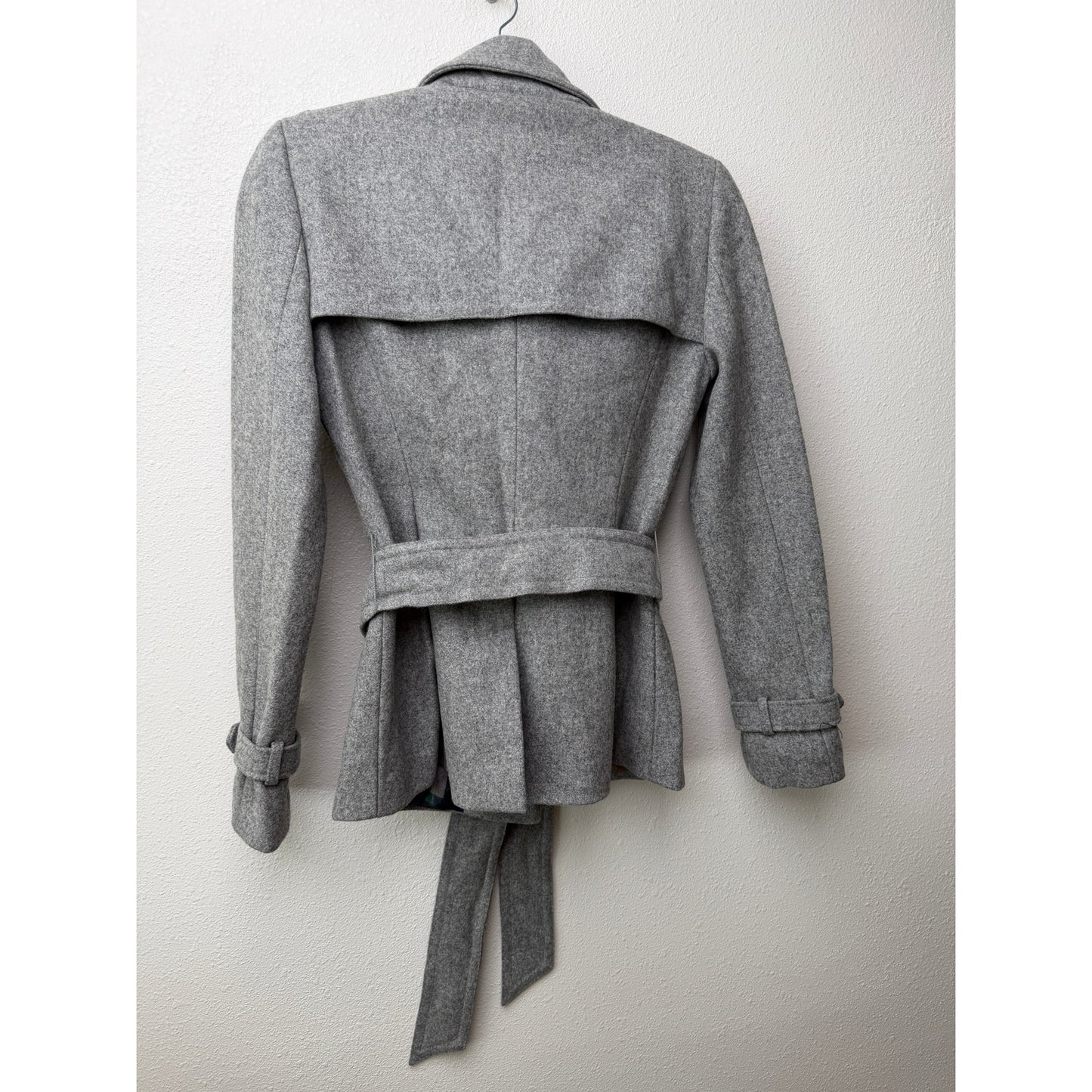 Ted Baker Gray Belted Zip Jacket Womens US 4 Heathered Coat