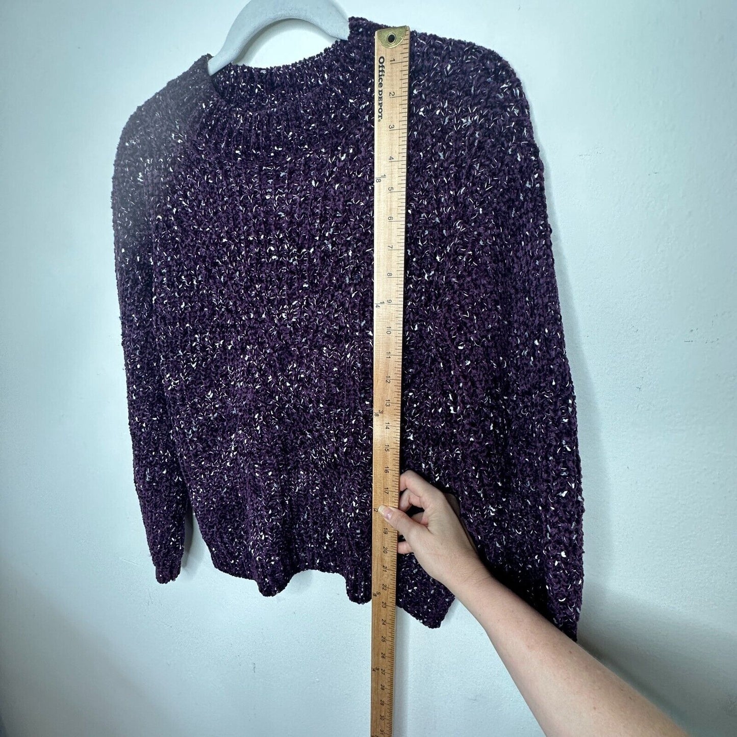 Calvin Klein Aubergine Soft Chenille Crewneck Pullover Long Sleeves Sweater XS