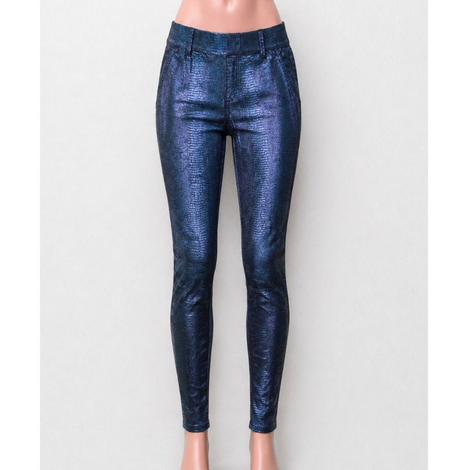 NWT Juicy Couture Navy Black Metallic Snake Print Pull On Jegging 26