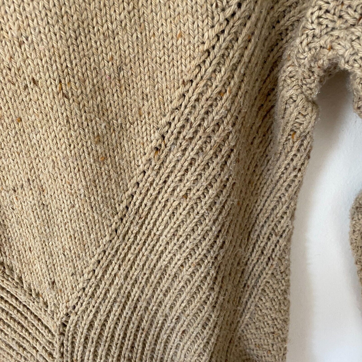 Wildfox Weekday Fuzzy Chunky Knit Design Oatmeal Tan Boxy Sweater Jumper S