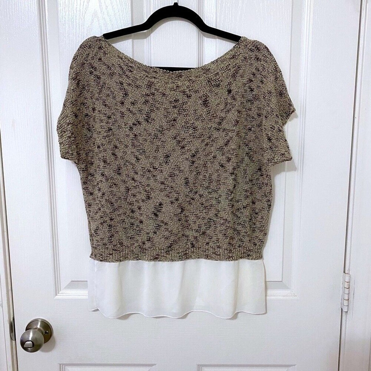 Anthropologie Moth Neutral Nudes Verona Ruffle Hem Pullover Blouse Sweater S