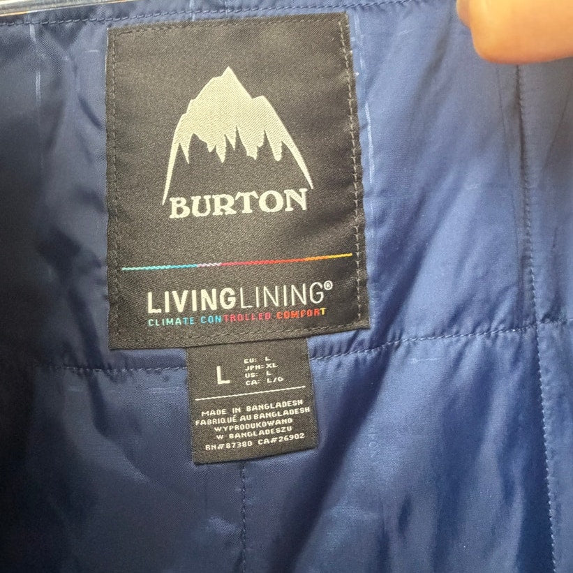 Burton Living Lining Snowboard Ski Jacket Heather Gray Blue Denim Mens Large