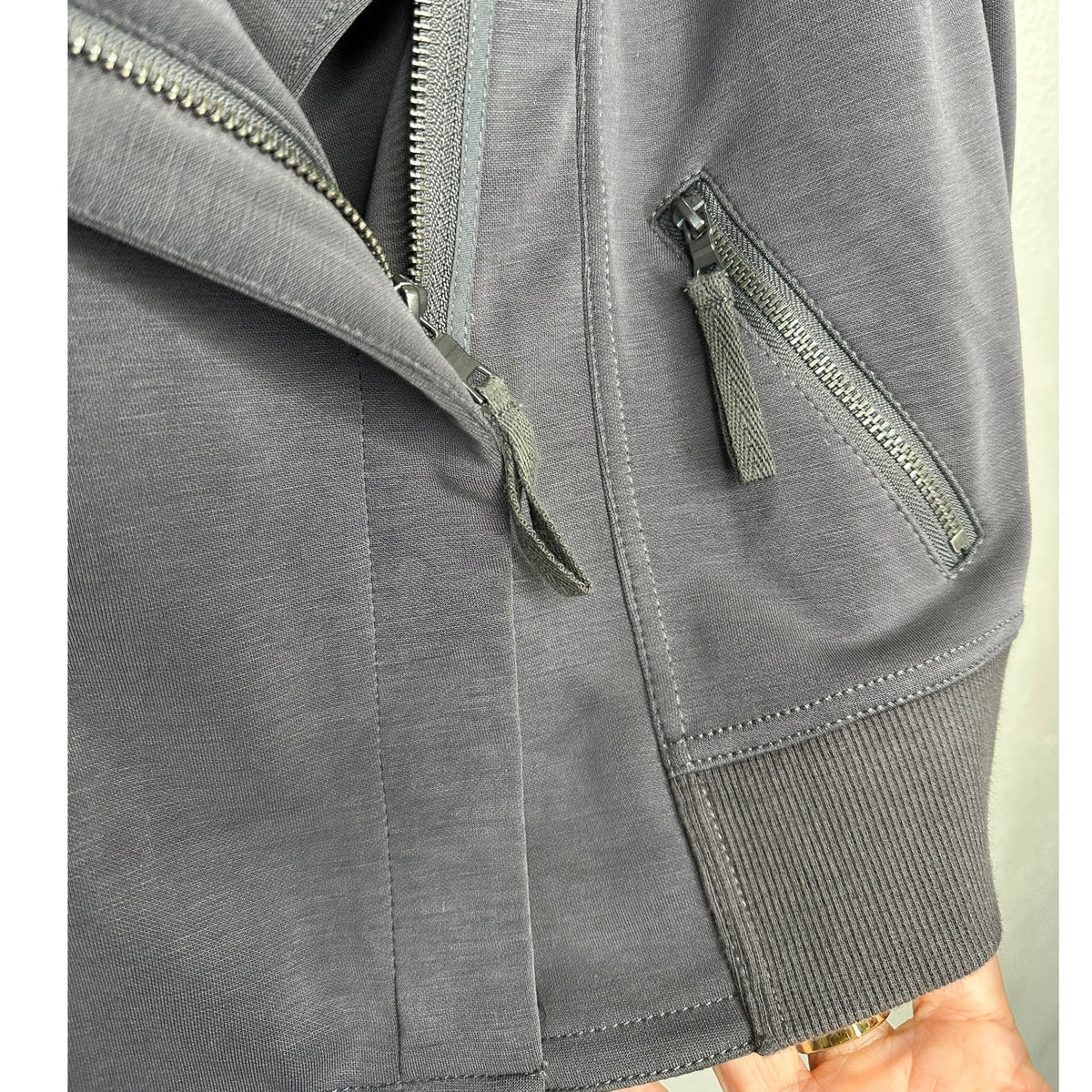 Marrakech Utility Moto Jacket Gunmetal Gray Ultra Soft Stretch Zip XS