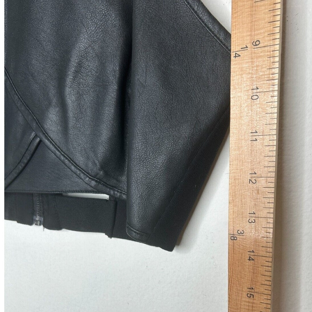 NWT BCBGMAXAZRIA Black Leatherette Nyella Criss Cross Sleeveless Crop Top XS