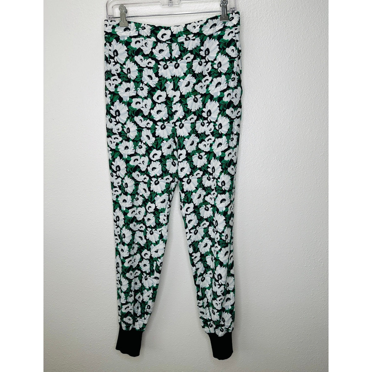 Stella McCartney White Black Green Floral Print Julia Flora Jogger Pants M