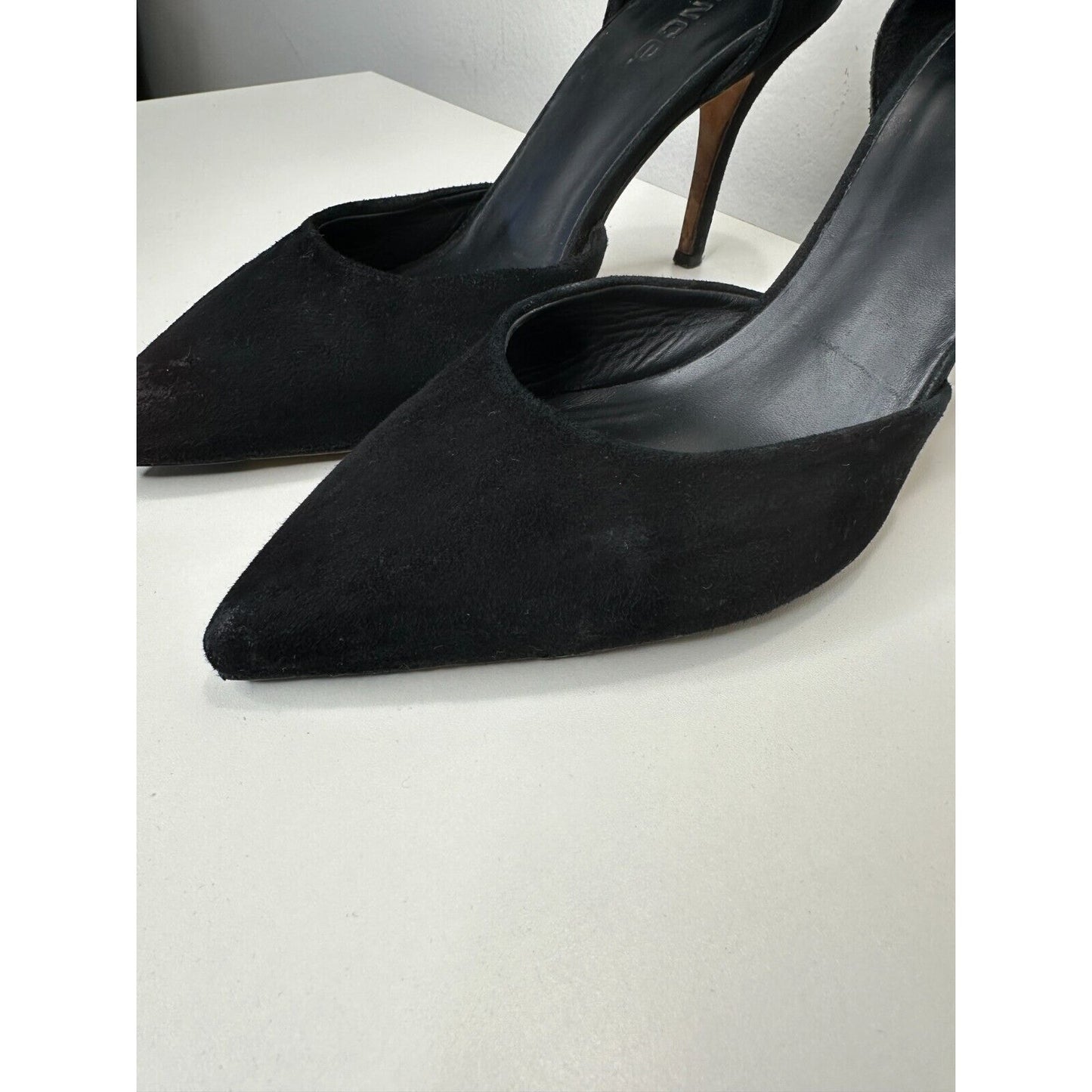 Vince Paulette d'Orsay Black Suede Pointed Toe Cut-Out Stiletto Heel Pump 9