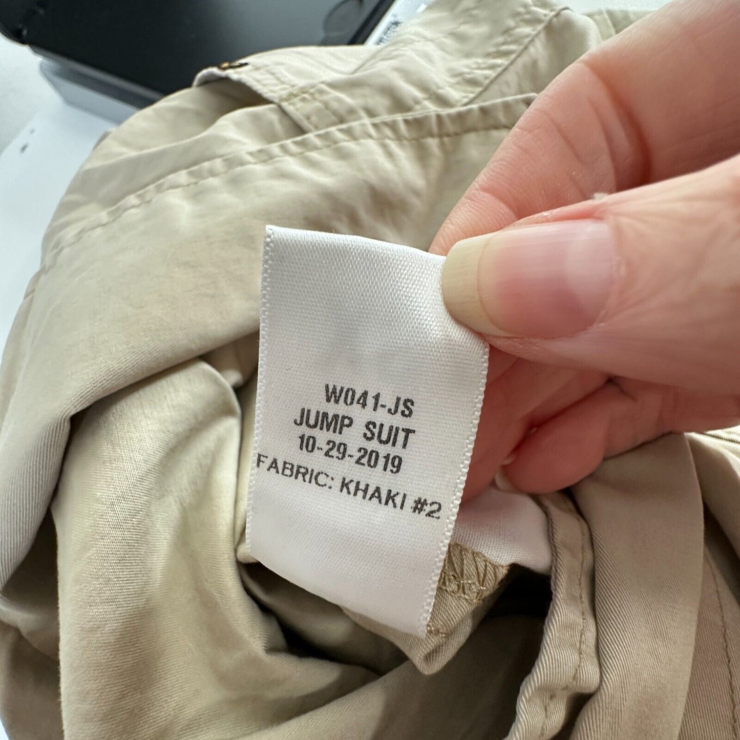 Civilianaire Khaki Twill Front-Zip Long Sleeve Pockets Utility Jumpsuit XS