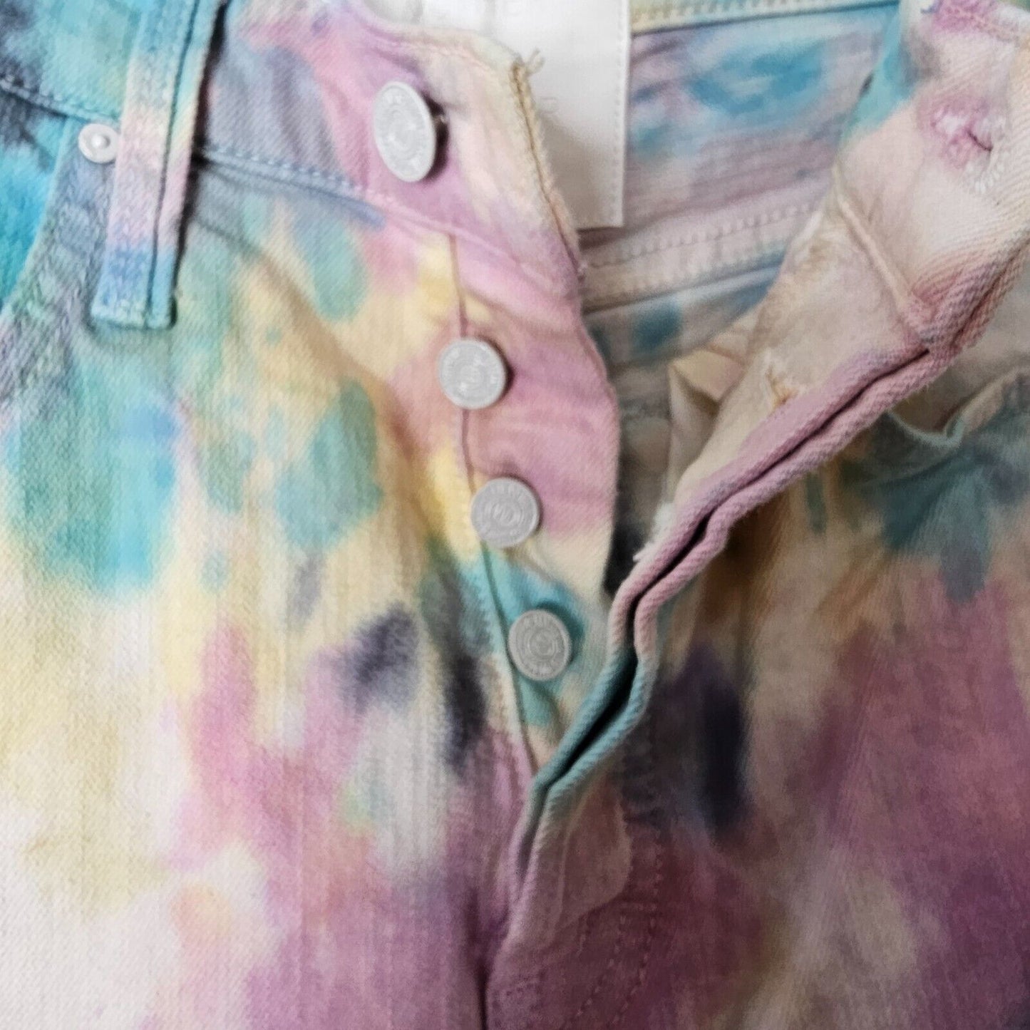 MOTHER The Tripper Swirling Secrets Pastel Tie-Dye Jeans Button Fly Front 25