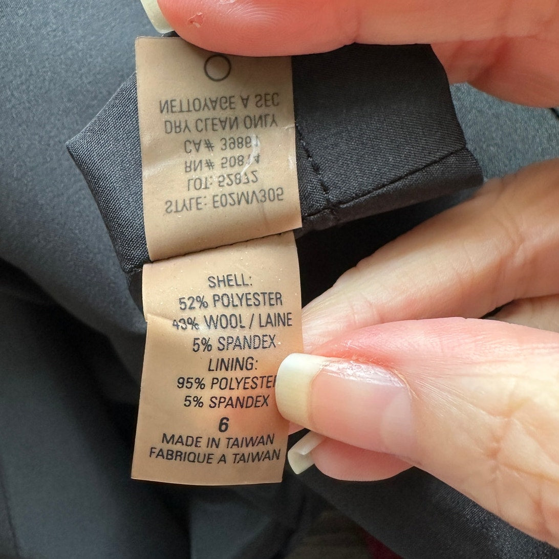 Elie Tahari Black Lined Back Zip & Split Pencil Skirt 6