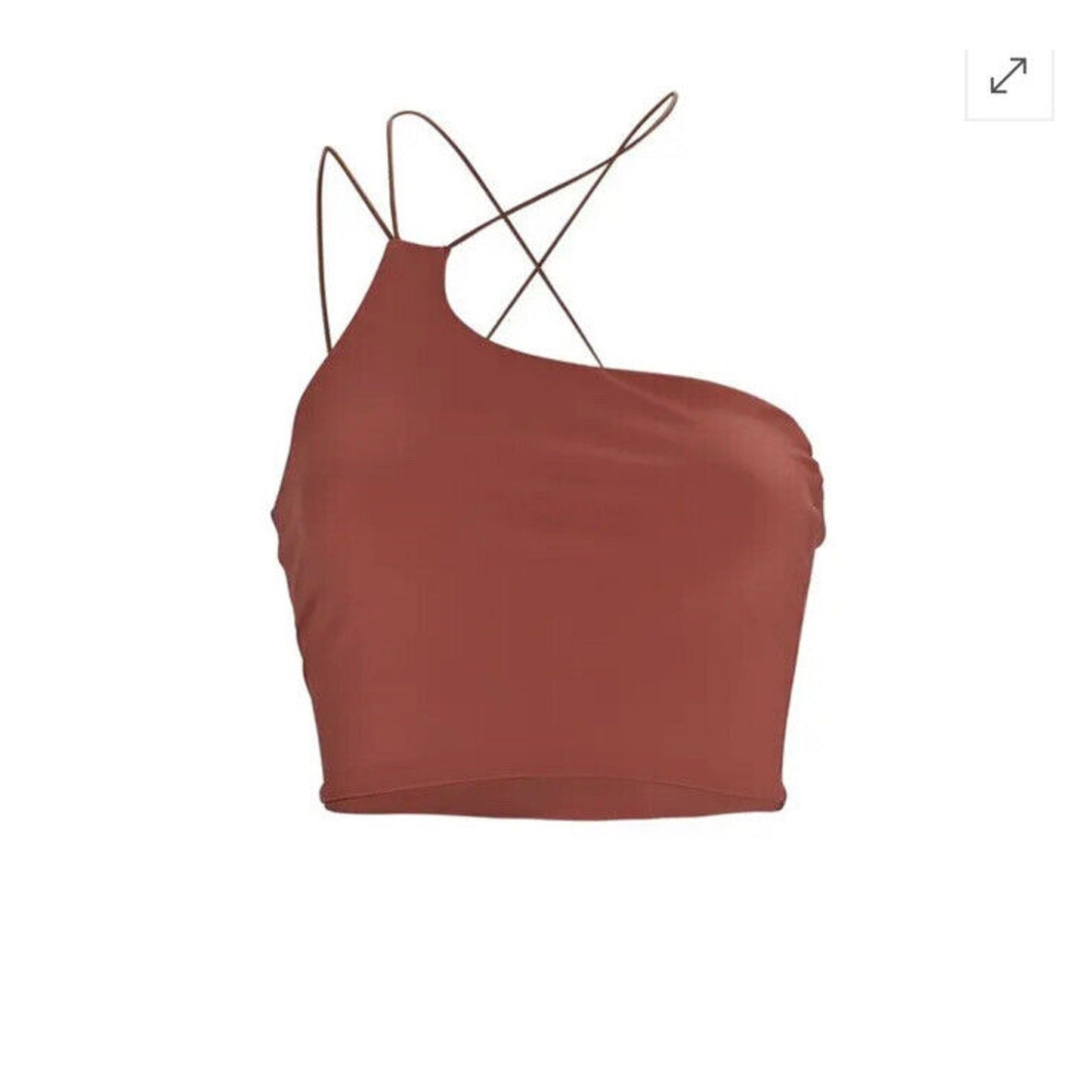 Alix NYC Rust Avon Asymmetrical Neckline One-Shoulder Spaghetti Strap Crop S