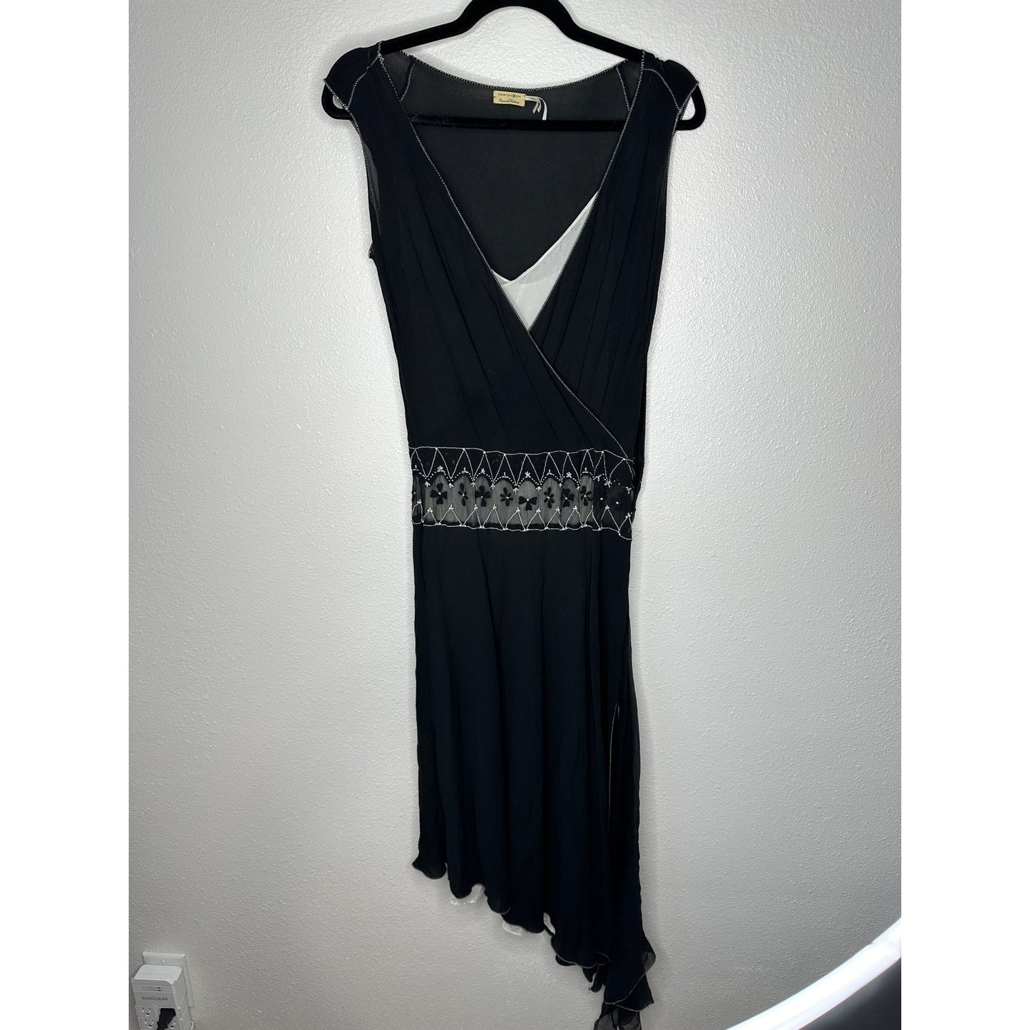 Vintage Max Studio Special Edition Black Ivory Sheer Silk Embroidered Dress S