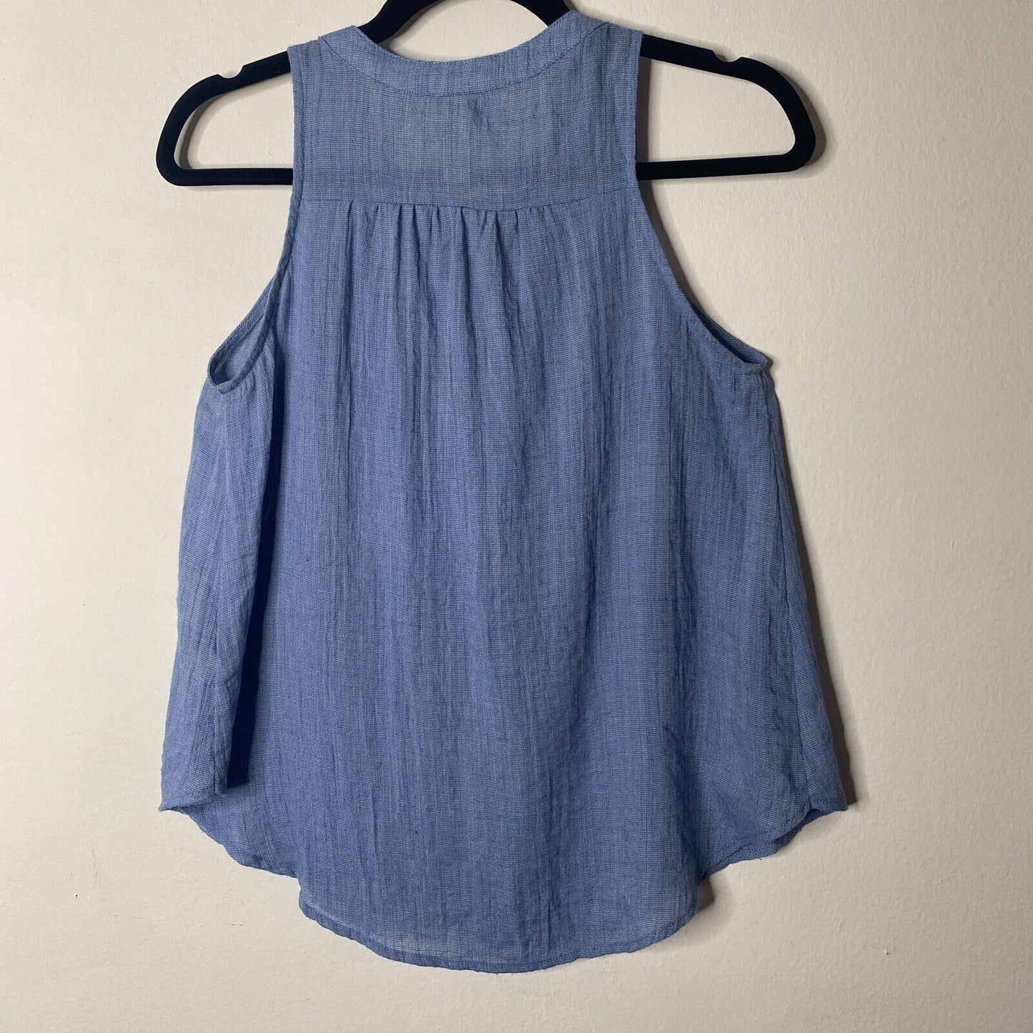 Allison Joy Blue Front Lace-Up Curved Hem Sleeveless Flowy Tank Top Blouse XS